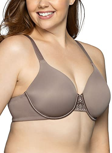 Vanity Fair Women's Full Figure Beauty Back Smoothing Bra, 4-Way Stretch Fabric, Lightly Lined Cups up to H, Underwire - Walnut, 36C