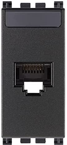 Vimar 19339.13 Prise RJ45 avec connecteur Netsafe, Cat. 6, non blindée, câblage universel T568A/B, 8 contacts, bornes autodénudantes sans utilisation d'outil, sèrie Arké, gris