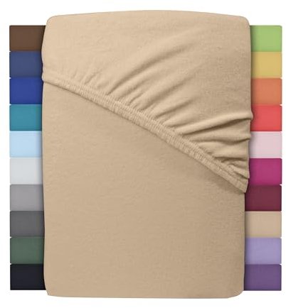 Winter Spannbettlaken | Farbenfrohes Thermo Fleece | Spannbetttuch, Bettlaken in vielen Größen und Farben (180 x 200 cm - 200 x 200 cm, Sand/Cappuccino)