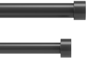 Umbra Cappa Double Curtain Rod, Includes 2 Matching Finials, Brackets & Hardware, 36 to 66-Inch, Black