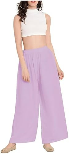 BODYWEAR LTD Women’s Palazzo Pants Wide Leg High Waist Lounge Yoga Trousers Lightweight Viscose Summer Casual Beach Wear (Baby Pink,24-26)