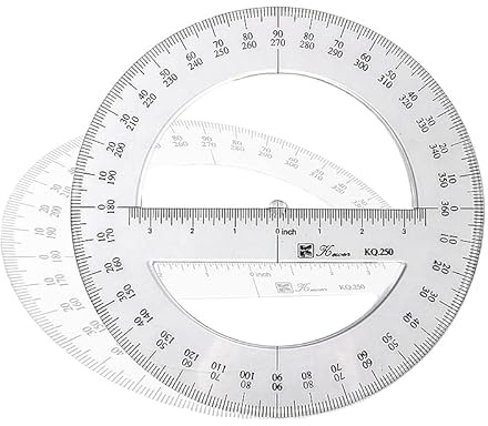Rapporteur rond complet de 25 cm, outils de mesure en plastique à 360 degrés, mathématiques organiques, demi-cercle, rapporteur de dessin gabarit, outil de conception, règle