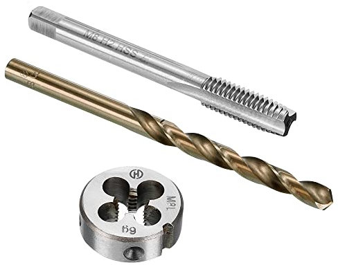 sourcing map Tap and Die and Drill Bit Set, M8 x 1.25 Left Hand Thread Milling Tap and Round Die, 6.8mm Cobalt High Speed Steel Twist Drill Bit