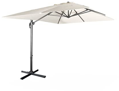 Alice's Garden - Parasol déporté rectangulaire 3x4m - Wimereux - Ecru - Parasol excentré inclinable dans 5 positions. rotatif à 360°.