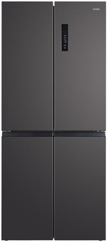 CHIQ Réfrigérateur américain multiportes, Hauteur 182cm, Profondeur 63cm, capacité totale 415L, Température Care+, Contrôle de l'humidité, Compresseur Smart Inverter, Inox foncé, CCD415NEI4E