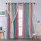 XiDi Nursery Curtains 52x72 Inch for Adult Kids Room Ombre Curtains with Sheer Glass Door Decor Stars Cut Out Curtains Ring Top Pink Yellow Blue 2 Layers