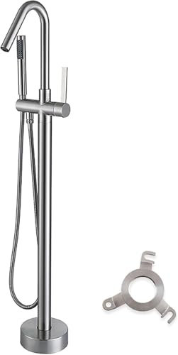 Grifo Bañera Exenta, Grifería Exenta de Bañera, Grifo de bañera de pie Juego de ducha Grifo de bañera de pie independiente con agua en la parte inferior(Brushed Glaze)