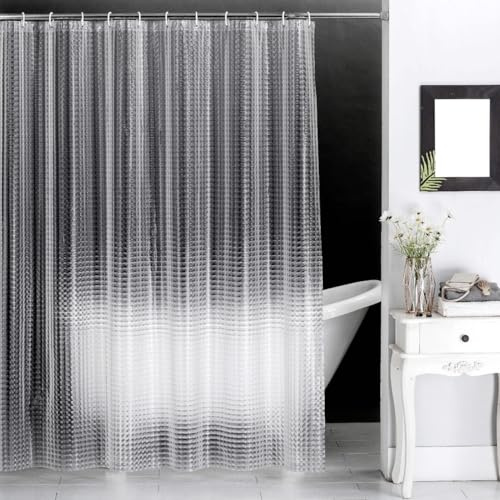 IGINOA Duschvorhang 180x200 Transparent Durchsichtig Weiß Antischimmel Badevorhang Shower Curtains Anti Schimmel Wasserdicht mit ösen Magnet Schimmelresistent Badewanne Vorhang Bathroom Curtain