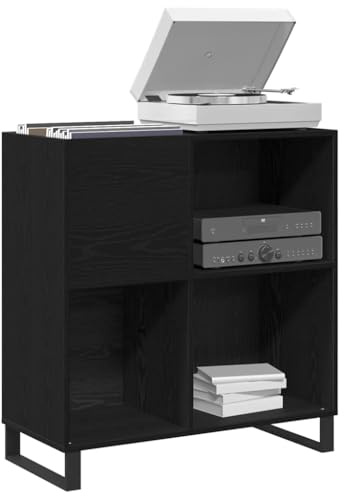 vidaXL Mueble para Discos de Vinilo Roble Negro 84,5 x 38 x 89 cm
