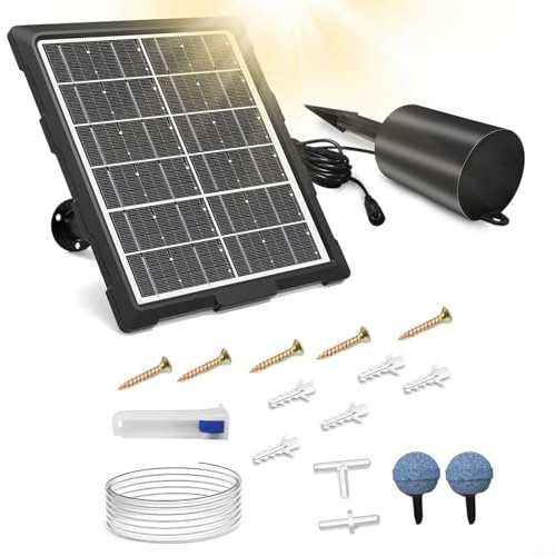 Aprilsunnyzone Aireador solar silencioso para oxigenación de estanques con tres velocidades y función de sincronización diseñada para mejorar la salud del ecosistema acuático y las tasas de