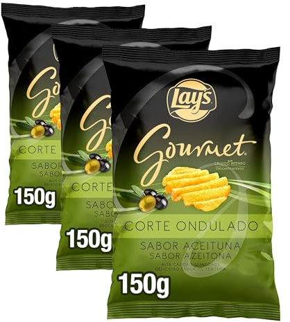 Lay's Gourmet Aceituna Patatas Fritas, 150 gramos (Paquete de 3)