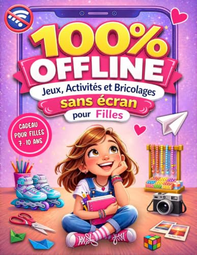 100% Offline — Jeux, Activités et Bricolages sans Écran: Le Journal Créatif anti-ennui plein d'idées. Cadeau idéal pour filles de 7 à 10 ans