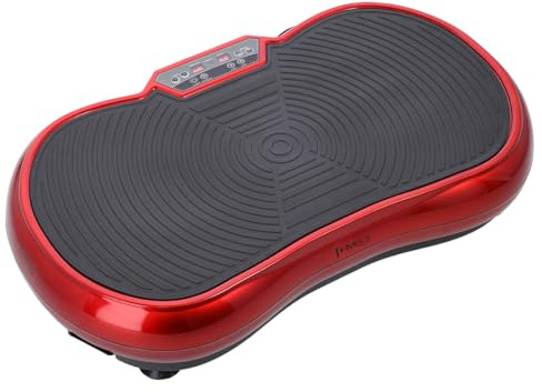 HMS Vibrationsplatte mit Trainingsbänder | Vibrationsboard bis 150 kg belastbar | Vibrationstrainer 10 Trainings-Programme, 3 Intensitätsstufen, 99 unterschiedliche Geschwindigkeiten | SVP (Rot SVP02)