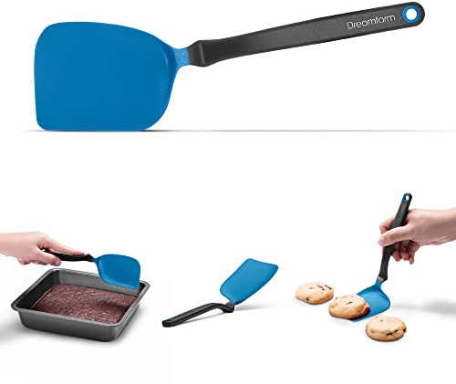 Dreamfarm Mini Chopula Non-Stick-Safe Super-Flexible Sit-Up Spatula with Strong Flat Edge to Separate Food - 9 Classic Blue