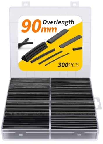 Eventronic Termoretractil para Cables Súper Largo 90mm, 300 Piezas, IP56 Tubo Termoretractil Impermeable con Adhesivo, Ideal para Aislamiento Eléctrico y Conectores de Alambre, Nunca se Desvanecen