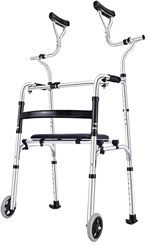 Uppfällbar rollator med säte axillärt stöd Äldre/handikappade Lättvikts bärbara mobiler Justerbar höjd Stå upp Gåhjälp Dubbel komfort