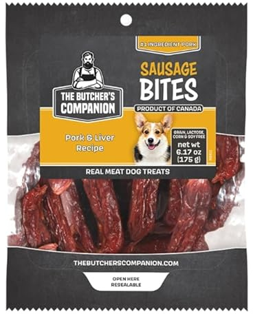 The Butcher's Companion Pork & Liver Sausage Bites Dog Treats, 6.17 oz, Real Meat