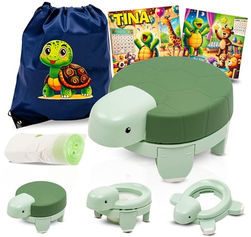 CHM PRODUCTOS Orinal Portátil Niños Plegable 4 en 1 – WC Infantil con Reductor, Alzador y Taburete – Aprendizaje sin Estrés en Casa o Viaje – Ideal para Padres Primerizos y Bebés