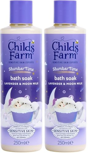 Childs Farm SlumberTime Sleep Bath Soak, Calming Lavender & Moon Milk | Soothing & Hydrating | Suitable for Newborns with Dry, Sensitive Skin, 250ml (Pack of 2)