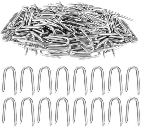 Galvanised U Nails for Fencing, U Shaped Nails,Chicken Wire Fencing, Fasteners Nails for Wire Mesh and Woven Garden Fencing(2mmx24mm,100pcs)