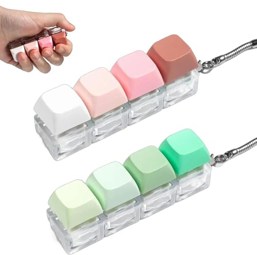 2Pcs Keyboard Fidget Toy, Fidget Toys, Quality and Built to Last, Clicky Fidgets Toy, Portable Fidgets Keyboard 4 Buttons with Keychain, Fashionable Functional Gifts for Adults and Kids (Fresh A)