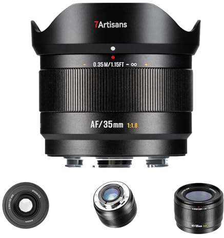 7artisans AF 35mm F1,8 APS-C E-Objektiv, 180g, große Blende, Autofokusobjektiv mit Gesichts-/Augenerkennung, kompatibel mit Sony E Mount A6000/A5000/A3000/A6700