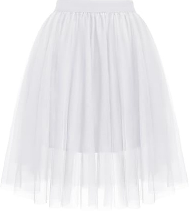 Wikoan Women's Tulle Skirt, Elastic High Waist Mesh A-line Knee Tutu Skirt for Daily Prom Party Wedding Halloween Christmas S-3XL