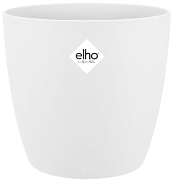 elho Brussels Round 18 - Flower Pot for Indoor - 100% recycled plastic - Ø 18.3 x H 16.8 cm - White/White