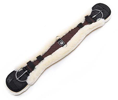 CHRIST Sottopancia Cavallo Western Asimmetrico in Pelle di Agnello Cinghia Anatomica e Corta per Monta Western in Pelle Naturale – Colori Marrone-Naturale, Lunghezze 65 cm