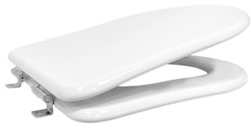 Gala Nostalgia – Tapa y Asiento Fijo Inodoro - Forma Rectangular - Incluye Kit Fijación - Bisagras Acero Inoxidable - Fácil Limpieza - Color Blanco