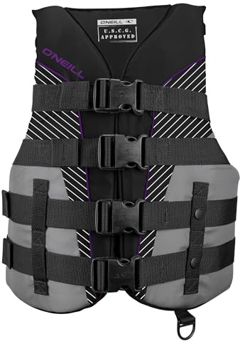 OâNeill Womenâs SuperLite USCG Approved Life Vest â Lightweight Womenâs Life Jacket for Boating, Wakeboarding, Waterskiing & Your Favorite Water Activities, Black/Smoke/Black:Ultra Violet, Medium