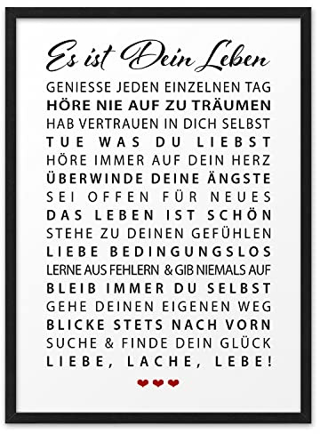 ES IST DEIN LEBEN | ABOUKI Kunstdruck | Geschenk Konfirmation Patenkind Jugendweihe Abitur 18. Geburtstag Mädchen Junge 16. Geburtstag Weihnachtsgeschenke Tochter | DIN A4 ohne Rahmen