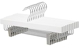 Amazon Basics Wooden Hangers with Clips, 10-Pack, 36 cm, White
