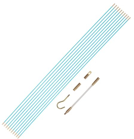 Lot 10 Baguettes tire fils longueur 1 mètre - Tire fil électriques Fibre de verre - Kit installation pour Cable avec accessoires