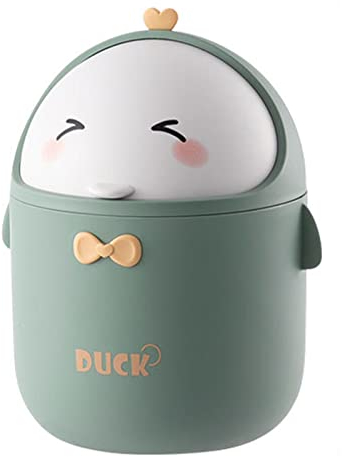 Greyoe Tischmülleimer mit Deckel Mini Mülleimer Büro Tischmülleimer Klein Tischabfalleimer Badezimmer Mülleimer Papiermülleimer für Bad, Küche, Tragbar Süßer Cartoon-Stil Abfallbehälter, Gelb