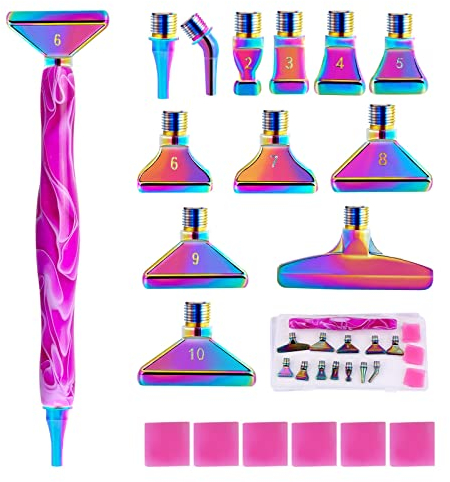 Souarts 5D Diamond Painting Zubehör Stift Set, Drill Pen mit Gewinde Metall Ersatz Stiftköpfen, Malkleber Lehm (Mehrfarbig 20er), Einheitsgröße, C5NA79RQ2F1J