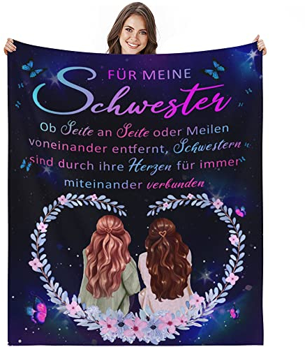 Bold and Brash Geschenke für Schwester, Geburtstagsgeschenk für Beste Schwester, Schöne Kuscheldecke Flauschig Fleecedecke Geschenkideen zum Geburtstag Weihnachten 130x150cm