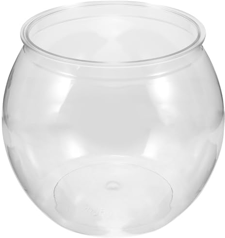 Parliky Bocal À Poisson Rouge Transparent en Plastique 16.5 Cm Aquarium Rond Incassable pour Poissons Et Tortues Idéal pour Bureau Et Décoration