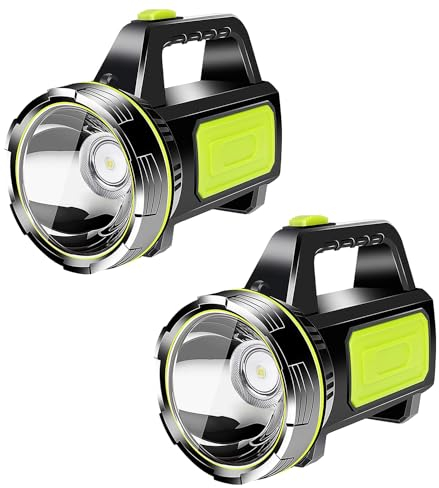 Porcyco 2PCS Hand Torches LED Super Bright Rechargeable Flashlight 2 Modes LED Searchlight 1200mAh Hand Torch Portable LED Searchlight Lantern Outdoor Emergency Flashlight Camping (1200 mAh 2 Modes)