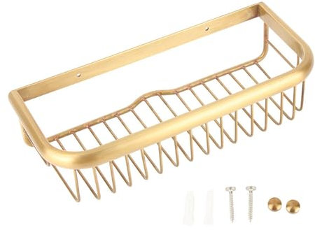 Locadence Duschablage, Hohler Antiker Massiver Kupfer Wandmontage Badezimmerregalkorb, Duschorganisator Zur Aufbewahrung von Shampoo, Seife, Kosmetika