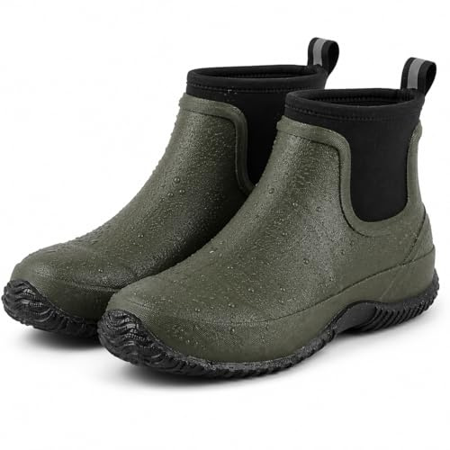 Jollywalk ankle wellies, handmade, made of 100% rubber material, suitable for both men and women, suitable for yard cleaning and walking, comfortable, non slip, waterproof