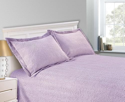 Sapphire Collection SC Lavender Candlewick Bedspread Traditional Bed Throw Size Single Double & King (Oxford Pillowcase Cover Only)