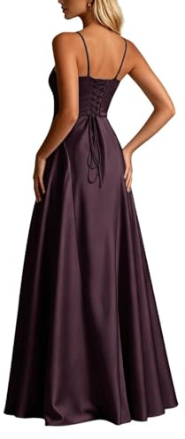 Generico Abito Lungo Donna Monospalla Raso Drappeggiato Aderente Elegante Vestito da Sera Taglio Asimmetrico Abito da Cerimonia per Matrimonio Gala Party, 11-Purple, S