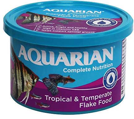 AQUARIAN Complete Nutrition, Aquarium Tropical & Temperate Fish Food Flakes, 50g Container