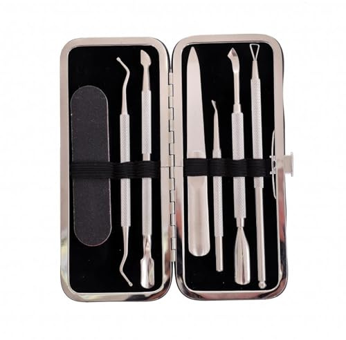 Oypla 5pc Stainless Steel Nail Cuticle Pusher Polish Remover Tool Set
