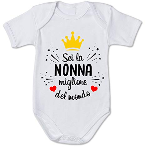 fashwork Body Neonato Sei la Nonna Migliore del Mondo - Sorpresa Annuncio Gravidanza e Idea Regalo per i Nonni - Tutina Bimbo Bimba in Cotone