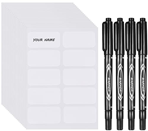 JOELELI 200Pcs No-Iron Clothes Labels for Kids Writable Fabric Labels with 4Pcs Permanent Fabric Marker Pens, Waterproof Name Labels Clothing Tags, Personalized Your Uniform