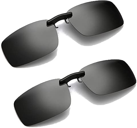 yufana 2 Pcs Gafas de Sol de Clip,Flip Up Lente polarizada Gafas de Sol Graduadas Gafas Gafas de Sol Clip On Sin marco Rectángulo Clip en Gafas Polarizado Clip Unisex en Gafas,para Gafas de Miopía
