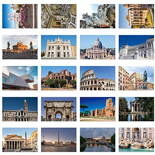 xtvinvm Rome Italy Travel Postcards from Around the World Vintage Postcard Pack for Mailing Business Christmas Holiday Birthday Postcards with Mailing Side Set of 20