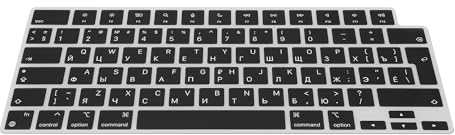 kwmobile Silikon Tastaturschutz für Apple MacBook Pro 16 (2023) M2 A2780 / M3 A2991 - QWERTY Russisch Keyboard Cover Abdeckung - Schwarz
